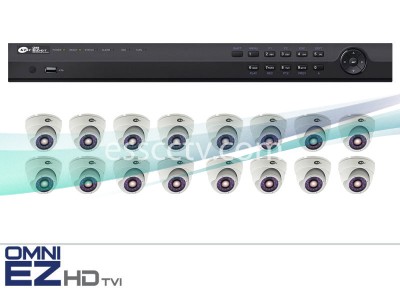 KT&C HD-TVI 16ch Package - Full HD 1080p system, 2 MP Outdoor Turret Dome IR cameras