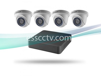 Hikvision TurboHD 4 Channel DVR and 4 Turret Cameras Kit