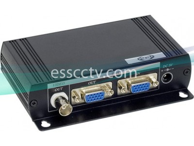 VGA to Composite Video BNC Converter, Dual Output to BNC and VGA, Output PC DVR on LCD TV