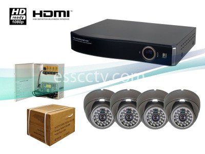 4ch HD DVR Package: HD-SDI system, 2 MP dome IR camera, 1080p recording, HDMI out, iPhone, Android support