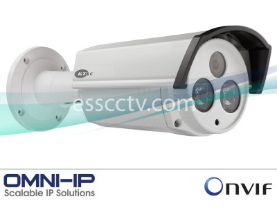 KT&C KNC-p4BR4XIR Network IP Rugged Outdoor Bullet IR Camera, Omni IP Plug-and-Play, 4MP, EXIR Super Beam LED