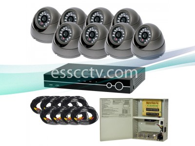 8ch DVR Package - Analog HD 1000 TVL 720p dome IR cameras, 960H DVR system