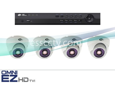 KT&C HD-TVI 4ch Package - Full HD 1080p system, 2 MP Outdoor Turret Dome IR cameras