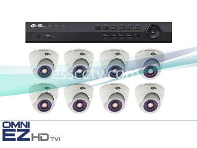 KT&C HD-TVI 8ch Package - Full HD 1080p system, 2 MP Outdoor Turret Dome IR cameras