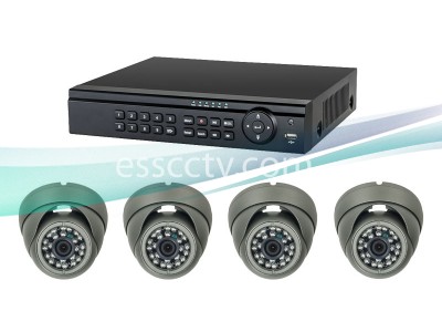 4ch Analog HD Complete Package, AHD 720p system, outdoor eyeball dome IR cameras