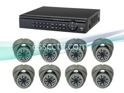 8ch Analog HD Complete Package, AHD 720p system, outdoor eyeball dome IR cameras