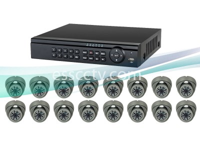 16ch Analog HD Complete Package, AHD 720p system, outdoor eyeball dome IR cameras