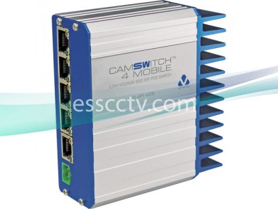 VERACITY CAMSWITCH MOBILE: 4 port PoE switch, extends LAN and PoE to IP devices, DC powered