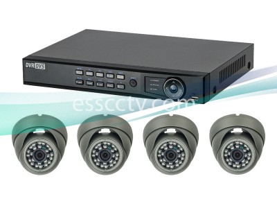 HD-TVI Complete Package, 4ch HD 1080p/720p system, 2 MP outdoor eyeball dome IR cameras