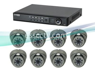 HD-TVI Complete Package, 8ch HD 1080p/720p system, 2 MP outdoor eyeball dome IR cameras