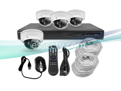KIT-NVR-6044D 4x 2MP Dome IP Camera Security System + 8CH 1080p NVR with 1TB HDD and Built-in POE8