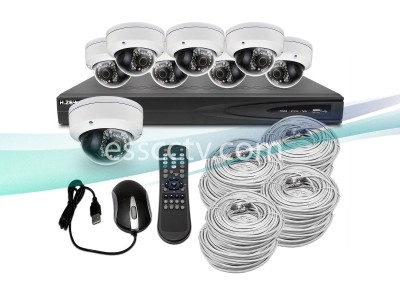 KIT-NVR-6088D 8x 2MP Dome IP Camera Security System + 8CH 1080p NVR with 2TB HDD and Built-in POE